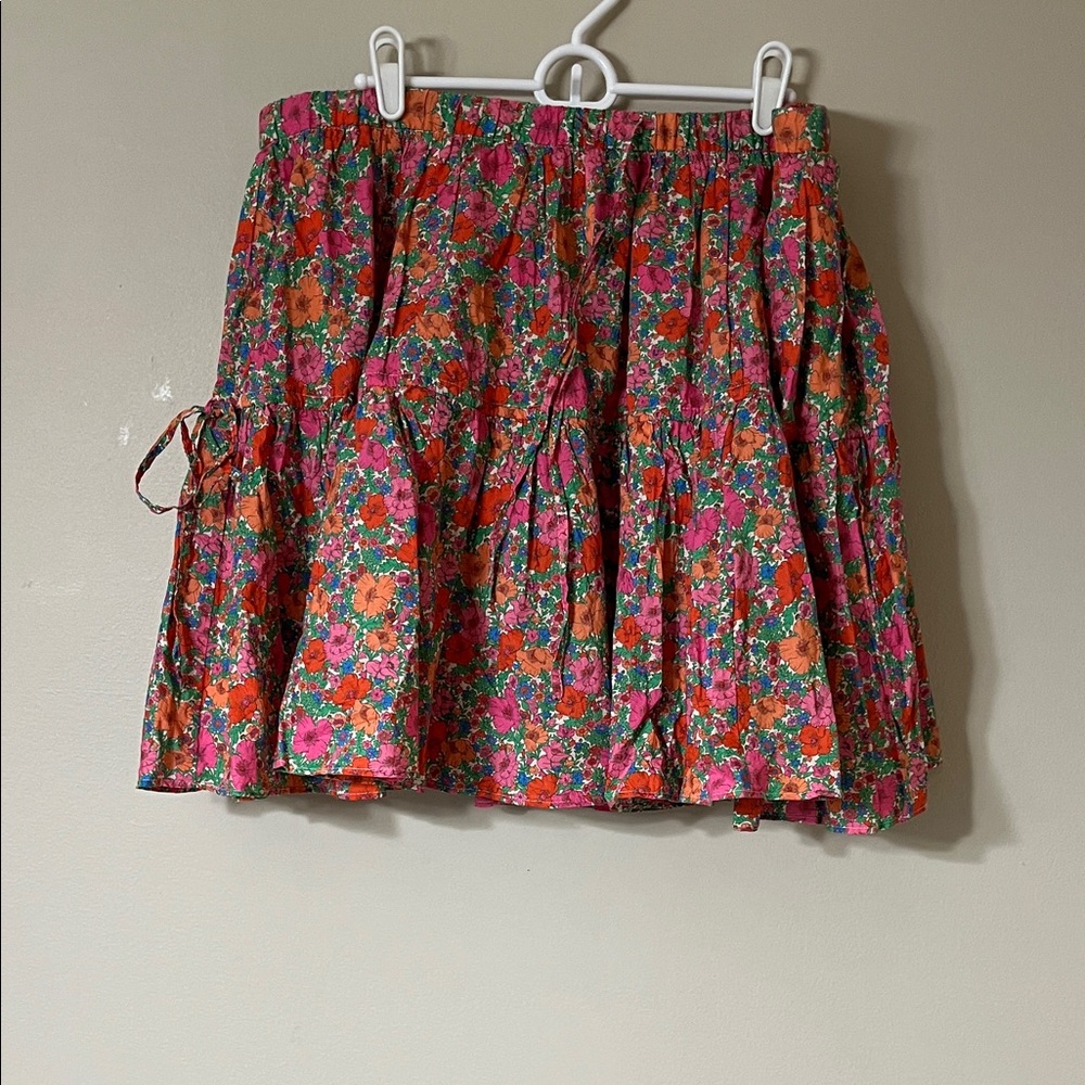 J. Crew Vibrant Floral Mini Skirt - Pink and Orange